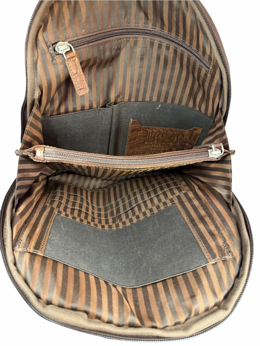 Croc-Embossed Brown Leather Women's Backpack